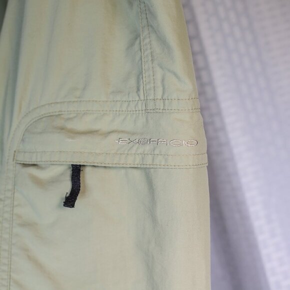 ExOfficio Size 14 green cargo multi-pocket belted travel/hiking pants - Picture 9 of 14